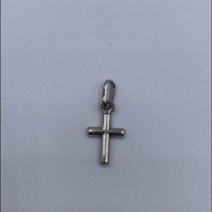 Mini 10K White Gold Cross small unisex